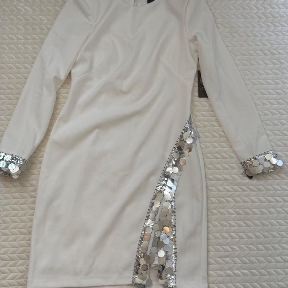 Vince Camuto White Dress with Silver Accents